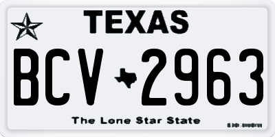 TX license plate BCV2963