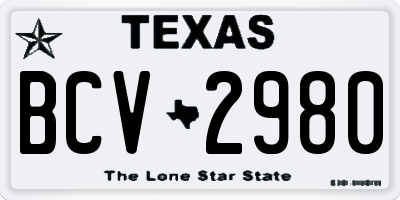 TX license plate BCV2980