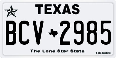 TX license plate BCV2985