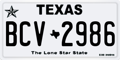 TX license plate BCV2986