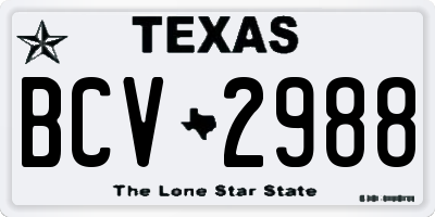 TX license plate BCV2988