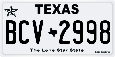 TX license plate BCV2998