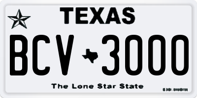 TX license plate BCV3000