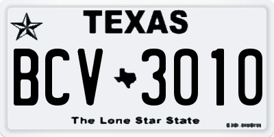 TX license plate BCV3010