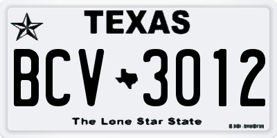 TX license plate BCV3012
