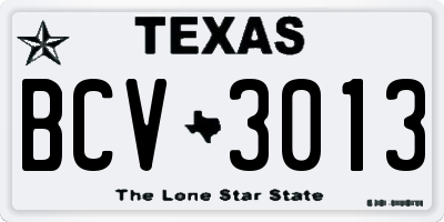 TX license plate BCV3013