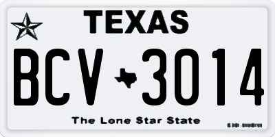 TX license plate BCV3014