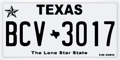 TX license plate BCV3017