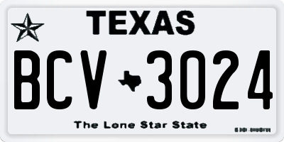 TX license plate BCV3024