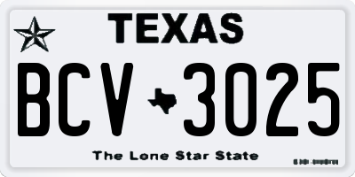 TX license plate BCV3025