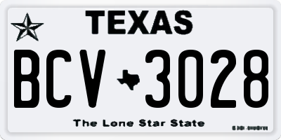 TX license plate BCV3028
