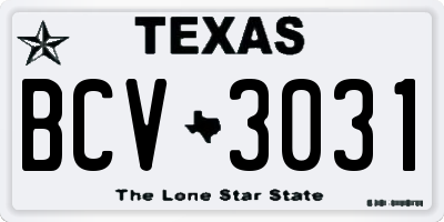 TX license plate BCV3031