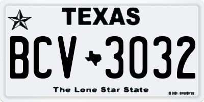 TX license plate BCV3032
