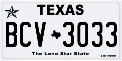 TX license plate BCV3033