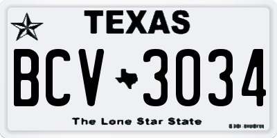 TX license plate BCV3034