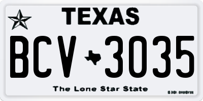 TX license plate BCV3035