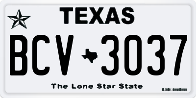 TX license plate BCV3037