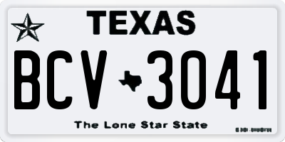 TX license plate BCV3041