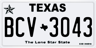 TX license plate BCV3043