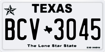 TX license plate BCV3045