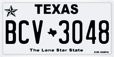 TX license plate BCV3048