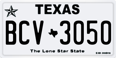 TX license plate BCV3050