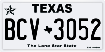 TX license plate BCV3052