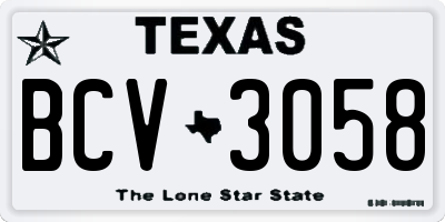 TX license plate BCV3058