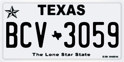 TX license plate BCV3059