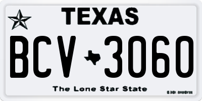 TX license plate BCV3060