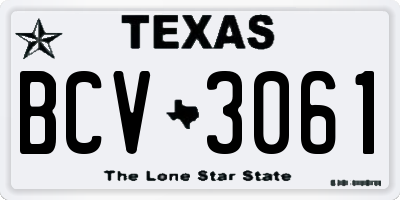TX license plate BCV3061