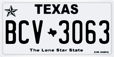 TX license plate BCV3063