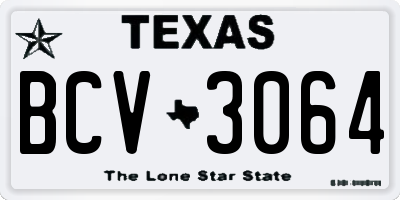 TX license plate BCV3064