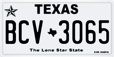TX license plate BCV3065