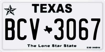 TX license plate BCV3067
