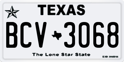 TX license plate BCV3068