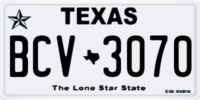 TX license plate BCV3070