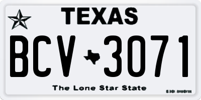 TX license plate BCV3071