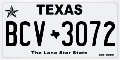 TX license plate BCV3072