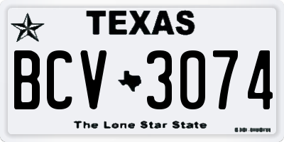 TX license plate BCV3074