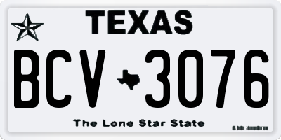 TX license plate BCV3076