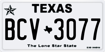 TX license plate BCV3077