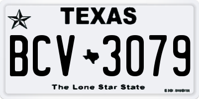 TX license plate BCV3079