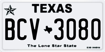 TX license plate BCV3080