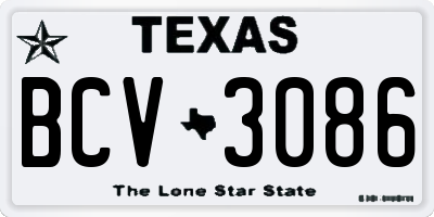 TX license plate BCV3086