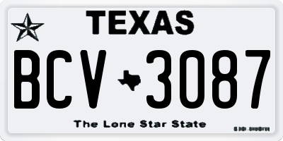 TX license plate BCV3087
