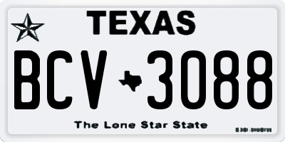 TX license plate BCV3088
