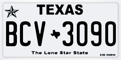 TX license plate BCV3090