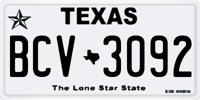 TX license plate BCV3092
