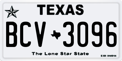 TX license plate BCV3096